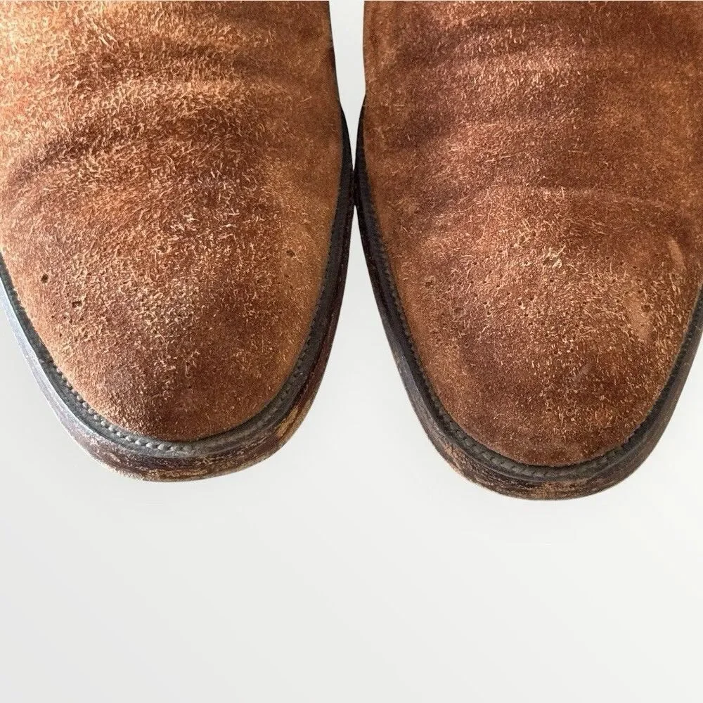 Gaziano and Girling Tobacco Brown Regency Suede Monk Strap Loafer Shoes 12.5 E
